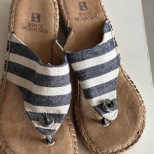 White Mountain Tan and Black Espadrille Sandals